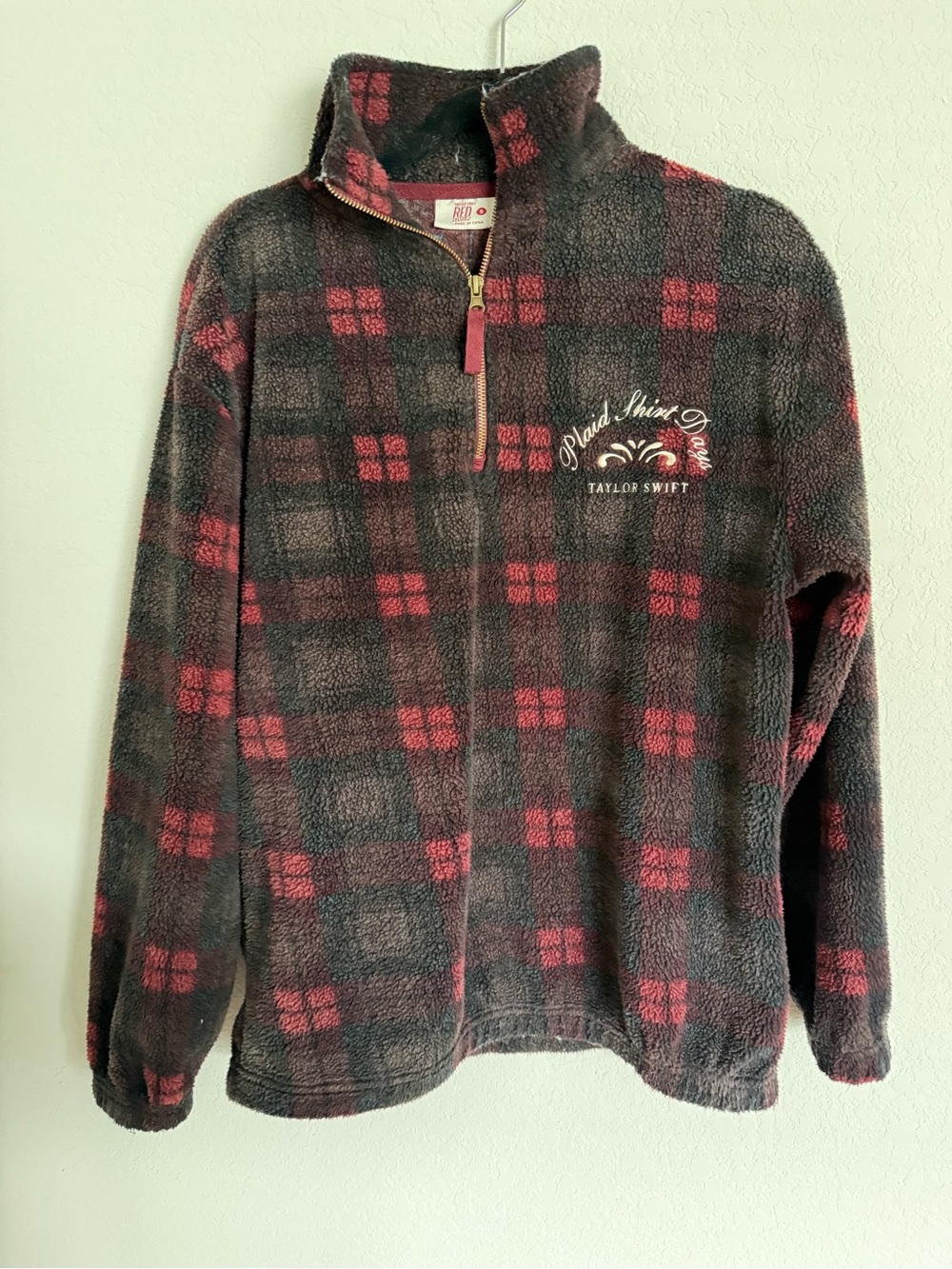 Taylor Swift Plaid Half-Zip Fleece Sweater - “plaid shirt days”